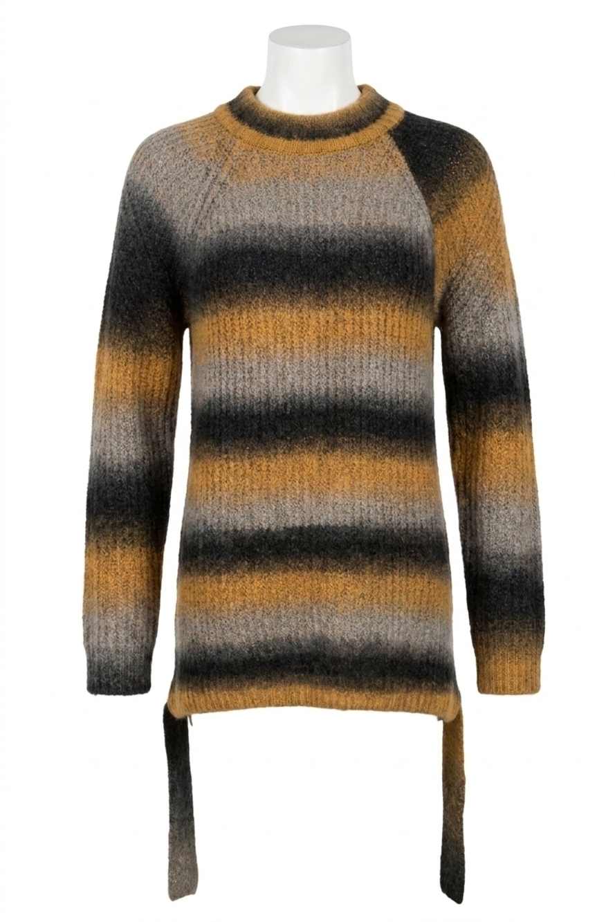 NEW KENSIE stripes fuzzy knit ombre sweater in orange